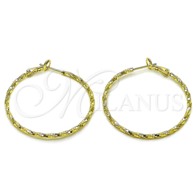 Gold Filled Hoop Earrings — Medium Hoop Twist Design Diamond Cutting 02. for wholesale, main product view