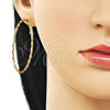 Oro Laminado Medium Hoop, Gold Filled Style Twist Design, Diamond Cutting Finish, Golden Finish, 02.213.0900.50