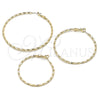 Oro Laminado Medium Hoop, Gold Filled Style Twist Design, Diamond Cutting Finish, Golden Finish, 02.213.0900.50