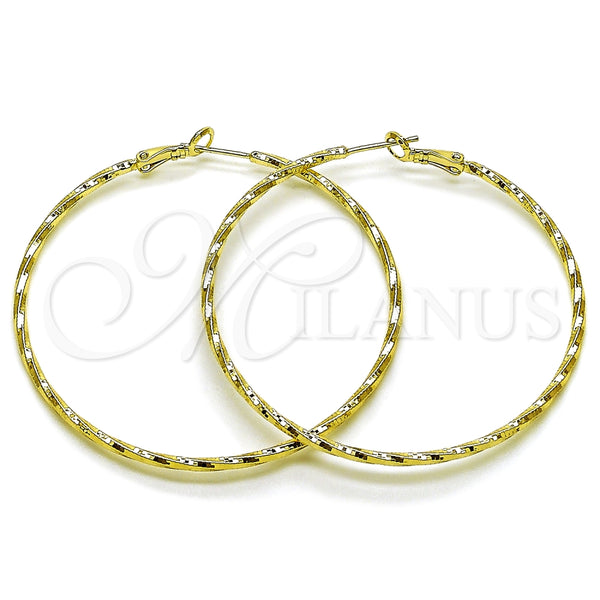 Oro Laminado Medium Hoop, Gold Filled Style Diamond Cutting Finish, Golden Finish, 02.213.0900.60
