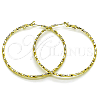 Gold Filled Hoop Earrings — Medium Hoop Twist Design Diamond Cutting 02. for wholesale, main product view