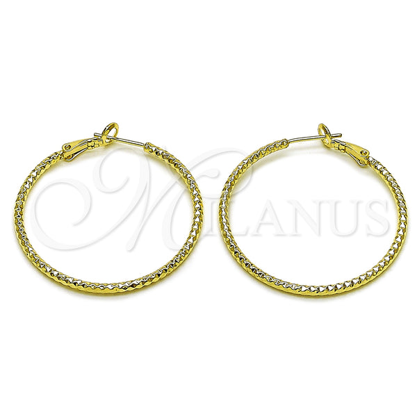 Gold Filled Hoop Earrings — Medium Hoop Diamond Cutting 02. — main product view — SKU 163202 | Oro Laminado aretes de aro — Medium Hoop Diamond Cutting 02. — SKU 163202