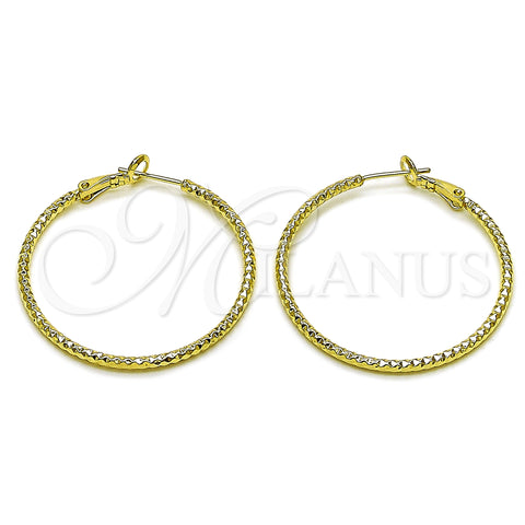 Oro Laminado Medium Hoop, Gold Filled Style Diamond Cutting Finish, Golden Finish, 02.213.0901.40