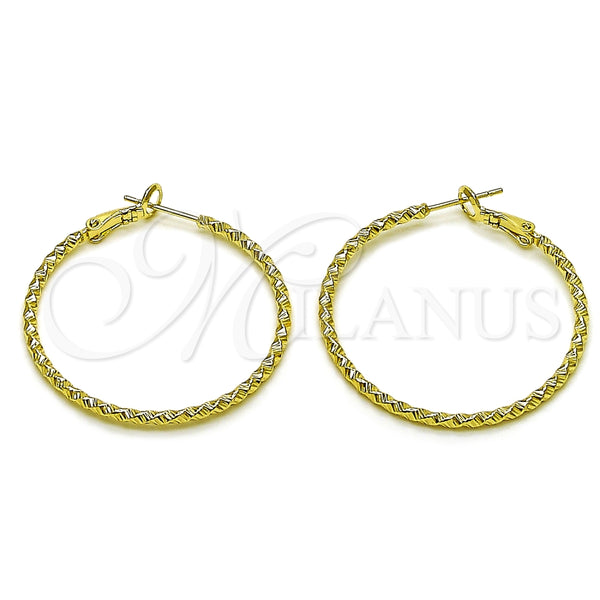 Oro Laminado Medium Hoop, Gold Filled Style Diamond Cutting Finish, Golden Finish, 02.213.0902.40