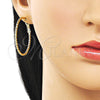 Oro Laminado Medium Hoop, Gold Filled Style Twist Design, Diamond Cutting Finish, Golden Finish, 02.213.0902.40