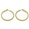 Oro Laminado Medium Hoop, Gold Filled Style Twist Design, Diamond Cutting Finish, Golden Finish, 02.213.0902.40