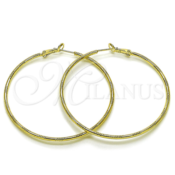 Oro Laminado Large Hoop, Gold Filled Style Diamond Cutting Finish, Golden Finish, 02.213.0903.60