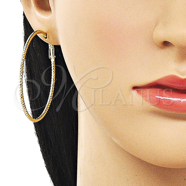 Gold Filled Hoop Earrings — Large Hoop Diamond Cutting 02. — alternate product view — SKU 163205 | Oro Laminado aretes de aro — Large Hoop Diamond Cutting 02. — SKU 163205