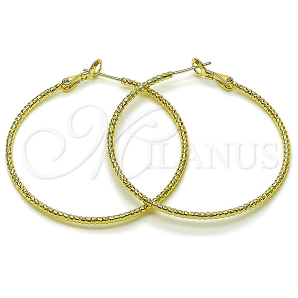 Gold Filled Hoop Earrings — Large Hoop Diamond Cutting 02. — main product view — SKU 163205 | Oro Laminado aretes de aro — Large Hoop Diamond Cutting 02. — SKU 163205