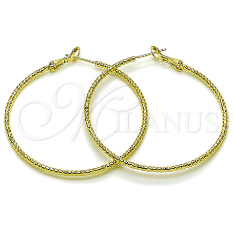 Oro Laminado Large Hoop, Gold Filled Style Diamond Cutting Finish, Golden Finish, 02.213.0904.50