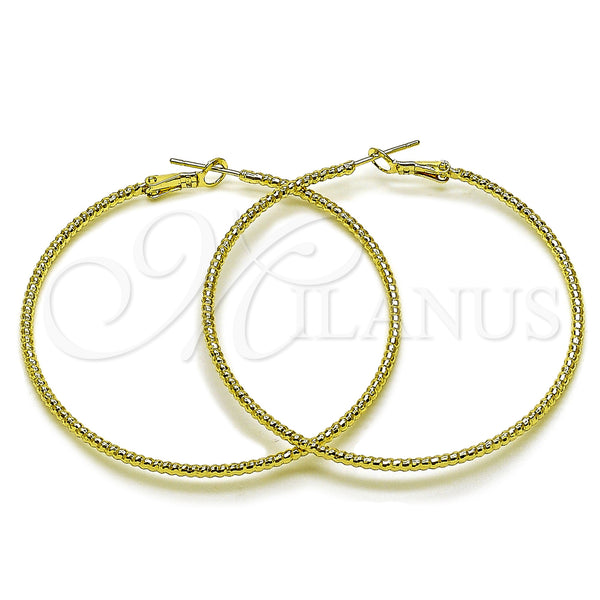 Gold Filled Hoop Earrings — Large Hoop Diamond Cutting 02. — main product view — SKU 163206 | Oro Laminado aretes de aro — Large Hoop Diamond Cutting 02. — SKU 163206
