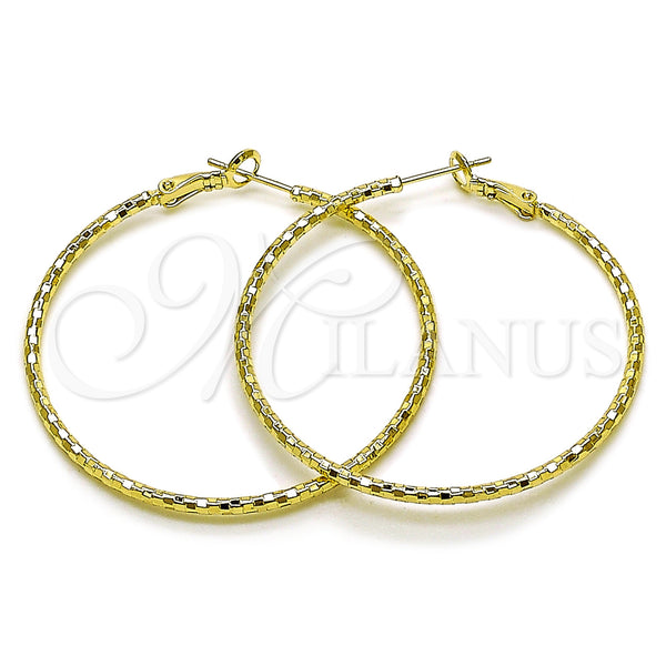 Gold Filled Hoop Earrings — Large Hoop Diamond Cutting 02. — main product view — SKU 163207 | Oro Laminado aretes de aro — Large Hoop Diamond Cutting 02. — SKU 163207
