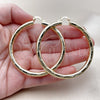 Oro Laminado Large Hoop, Gold Filled Style Hollow Design, Diamond Cutting Finish, Golden Finish, 02.213.0228.60
