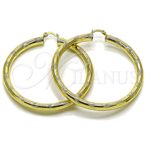 Gold Filled Hoop Earrings — Large Hoop Hollow Design Diamond Cutting 02. — main product view — SKU 163210 | Oro Laminado aretes de aro — Large Hoop Hollow diseño Diamond Cutting 02. — SKU 163210