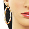 Oro Laminado Large Hoop, Gold Filled Style Hollow Design, Diamond Cutting Finish, Tricolor, 02.213.0228.1.60
