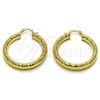 Oro Laminado Medium Hoop, Gold Filled Style Hollow Design, Diamond Cutting Finish, Golden Finish, 02.213.0765.40