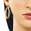 Oro Laminado Medium Hoop, Gold Filled Style Hollow Design, Diamond Cutting Finish, Golden Finish, 02.213.0765.40