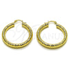 Oro Laminado Medium Hoop, Gold Filled Style Hollow Design, Diamond Cutting Finish, Golden Finish, 02.213.0765.40