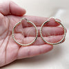 Oro Laminado Medium Hoop, Gold Filled Style Hollow Design, Diamond Cutting Finish, Golden Finish, 02.213.0906.40