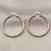 Oro Laminado Medium Hoop, Gold Filled Style Hollow Design, Diamond Cutting Finish, Golden Finish, 02.213.0906.40