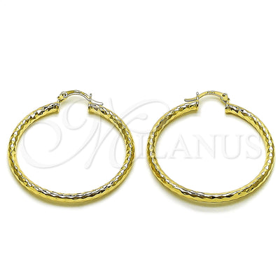 Gold Filled Hoop Earrings — Medium Hoop Hollow Design Diamond Cutting 02. for wholesale, main product view