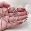 Oro Laminado Large Hoop, Gold Filled Style Hollow Design, Diamond Cutting Finish, Golden Finish, 02.213.0906.50