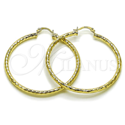 Oro Laminado Large Hoop, Gold Filled Style Hollow Design, Diamond Cutting Finish, Golden Finish, 02.213.0906.50 for wholesale, main product view