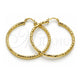 Argolla Grande 02.213.0906.50 Oro Laminado, Diseño de Hueco, Diamantado, Tono Dorado