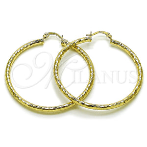 Gold Filled Hoop Earrings — Large Hoop Hollow Design Diamond Cutting 02. — main product view — SKU 163214 | Oro Laminado aretes de aro — Large Hoop Hollow diseño Diamond Cutting 02. — SKU 163214