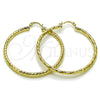 Oro Laminado Large Hoop, Gold Filled Style Hollow Design, Diamond Cutting Finish, Golden Finish, 02.213.0906.50