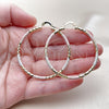 Oro Laminado Large Hoop, Gold Filled Style Hollow Design, Diamond Cutting Finish, Tricolor, 02.213.0906.1.50