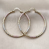 Oro Laminado Large Hoop, Gold Filled Style Hollow Design, Diamond Cutting Finish, Tricolor, 02.213.0906.1.50