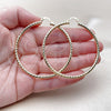 Oro Laminado Large Hoop, Gold Filled Style Hollow Design, Diamond Cutting Finish, Golden Finish, 02.213.0906.60