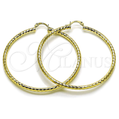 Oro Laminado Large Hoop, Gold Filled Style Hollow Design, Diamond Cutting Finish, Golden Finish, 02.213.0906.60 for wholesale, main product view
