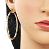 Oro Laminado Large Hoop, Gold Filled Style Hollow Design, Diamond Cutting Finish, Tricolor, 02.213.0906.1.60