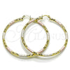 Oro Laminado Large Hoop, Gold Filled Style Hollow Design, Diamond Cutting Finish, Tricolor, 02.213.0906.1.60