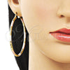 Oro Laminado Large Hoop, Gold Filled Style Hollow Design, Diamond Cutting Finish, Tricolor, 02.213.0251.60