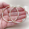 Oro Laminado Large Hoop, Gold Filled Style Hollow Design, Diamond Cutting Finish, Tricolor, 02.213.0251.60