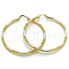Oro Laminado Large Hoop, Gold Filled Style Hollow Design, Diamond Cutting Finish, Tricolor, 02.213.0251.60