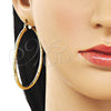 Oro Laminado Large Hoop, Gold Filled Style Hollow Design, Diamond Cutting Finish, Golden Finish, 02.213.0251.1.60