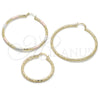 Oro Laminado Large Hoop, Gold Filled Style Hollow Design, Diamond Cutting Finish, Golden Finish, 02.213.0251.1.60