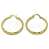 Oro Laminado Medium Hoop, Gold Filled Style Hollow Design, Diamond Cutting Finish, Golden Finish, 02.213.0251.1.40