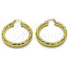 Oro Laminado Medium Hoop, Gold Filled Style Hollow Design, Diamond Cutting Finish, Golden Finish, 02.213.0226.40