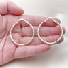 Oro Laminado Medium Hoop, Gold Filled Style Hollow Design, Diamond Cutting Finish, Tricolor, 02.213.0246.40