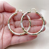 Oro Laminado Large Hoop, Gold Filled Style Hollow Design, Diamond Cutting Finish, Tricolor, 02.213.0811.1.50
