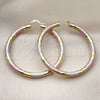 Oro Laminado Large Hoop, Gold Filled Style Hollow Design, Diamond Cutting Finish, Tricolor, 02.213.0811.1.60