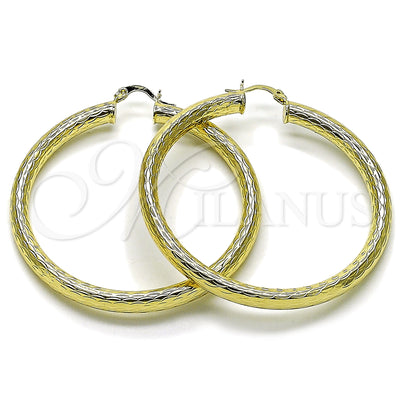 Gold Filled Hoop Earrings — Medium Hoop Hollow Design Diamond Cutting 02. for wholesale, main product view