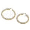 Oro Laminado Medium Hoop, Gold Filled Style Hollow Design, Diamond Cutting Finish, Golden Finish, 02.213.0754.60