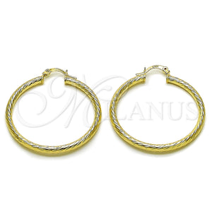 Gold Filled Hoop Earrings — Medium Hoop Hollow Design Diamond Cutting 02. — main product view — SKU 163228 | Oro Laminado aretes de aro — Medium Hoop Hollow diseño Diamond Cutting 02. — SKU 163228