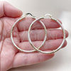 Oro Laminado Large Hoop, Gold Filled Style Hollow Design, Diamond Cutting Finish, Tricolor, 02.213.0247.50